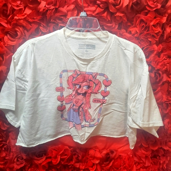 Thirty Single Tops - Thirty Single Women's Crop Tee Size X-Large with Character On front